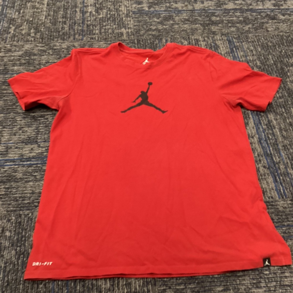 Jordan Mens Dri-FIT Jumpman Logo T-Shirt Red Short Sleeve Size Large